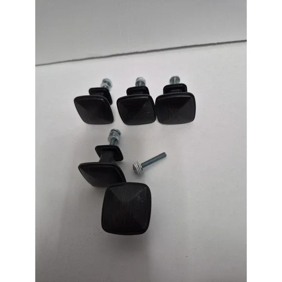 Lot of 5 Cabinet Pulls Drawer Handles Knobs Hardware With Screws Black