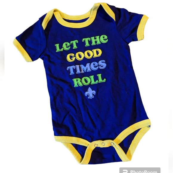 New Mardi Gras Let the Good Times Roll Purple‎ Green Yellow 12 Month Infant Suit