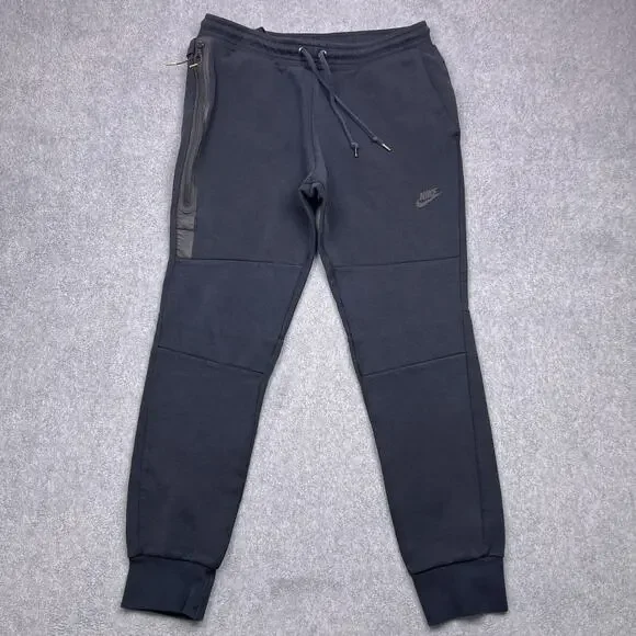 nike tech sweatpants mens medium black tapered jogger drawstring