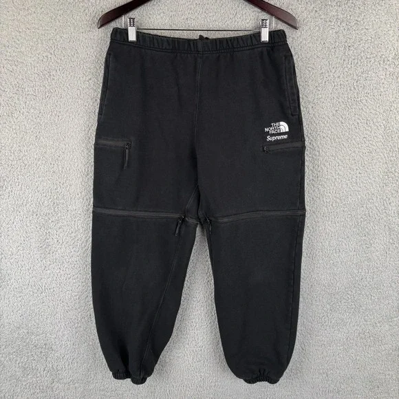 Supreme The North Face Sweatpants Mens Medium Black Convertible Zip Pocket *Read