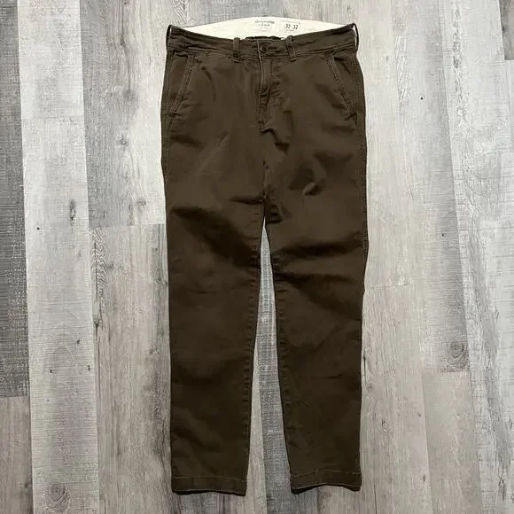VTG Abercrombie And Fitch Brown Heavy Cotton Y2K Men's Chino Pants Fit 33x30