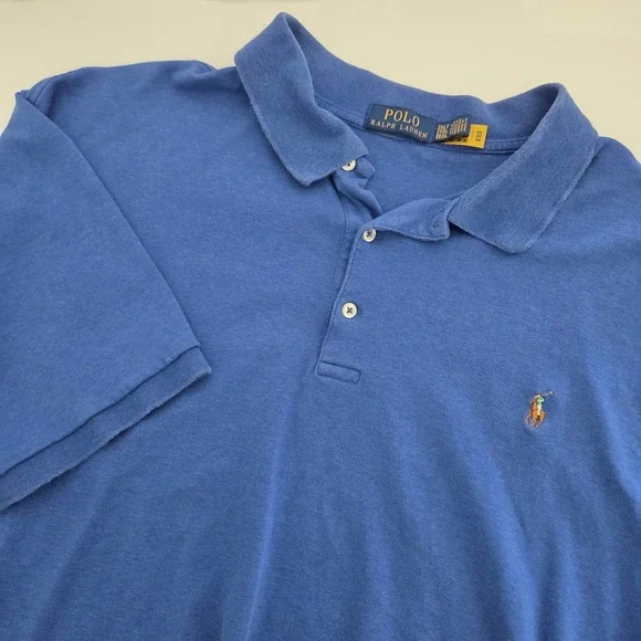 Polo Ralph Lauren Polo Shirt Blue Short Sleeve Cotton Mens 2XLT