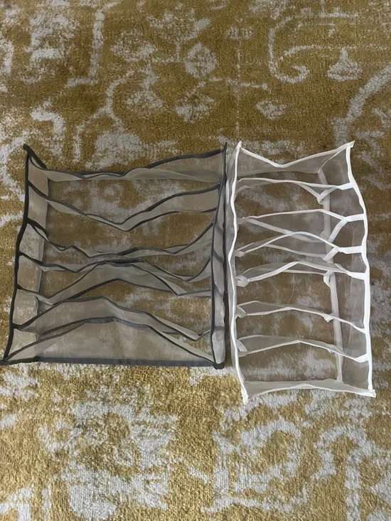 Mesh Dresser Drawer Organizers - White and Grey