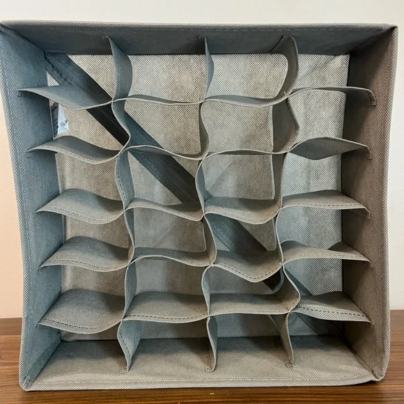 Sock Underwear Organizer - 48-Cell Dresser Drawer Organizer - Grey 12x12