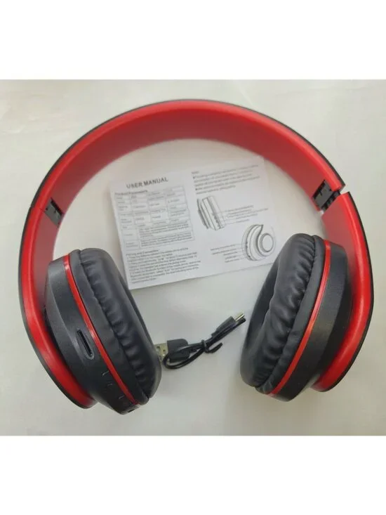 B39 Bluetooth Headset Wireless Hi-Fi Lights Over-Ear Headphones Red Black