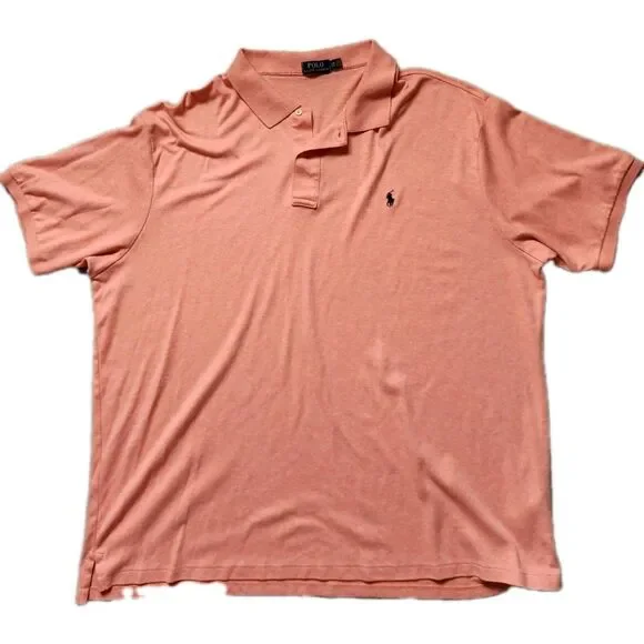 Polo Ralph Lauren Polo Shirt 4XB Big Tall Salmon Pink Short Sleeve Pony Logo GUC