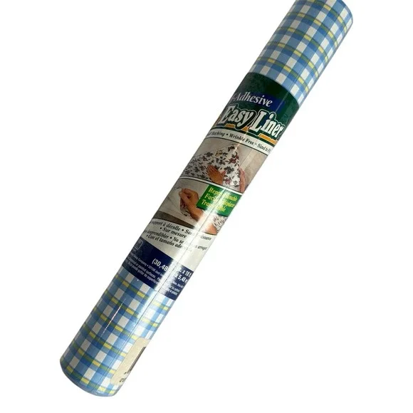 Vintage 1999 Manco Easy Liner Self Adhesive Shelf Liner Blue Plaid 12