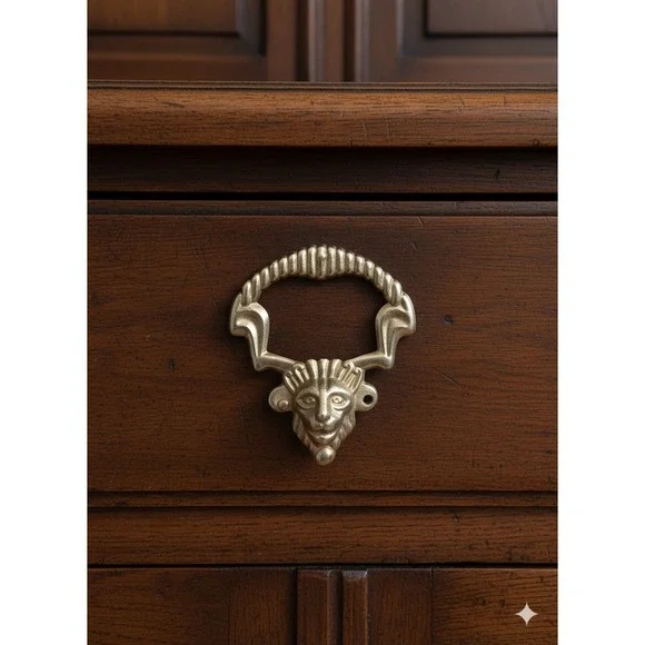 Antique Lion Face Bail Pull Drawer Hardware Cabinet Cupboard Door Handles Ornate