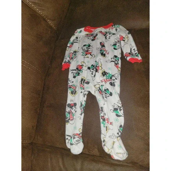 Disney baby mickey mouse sleeper one piece outfit zip up 6 9 months Christmas