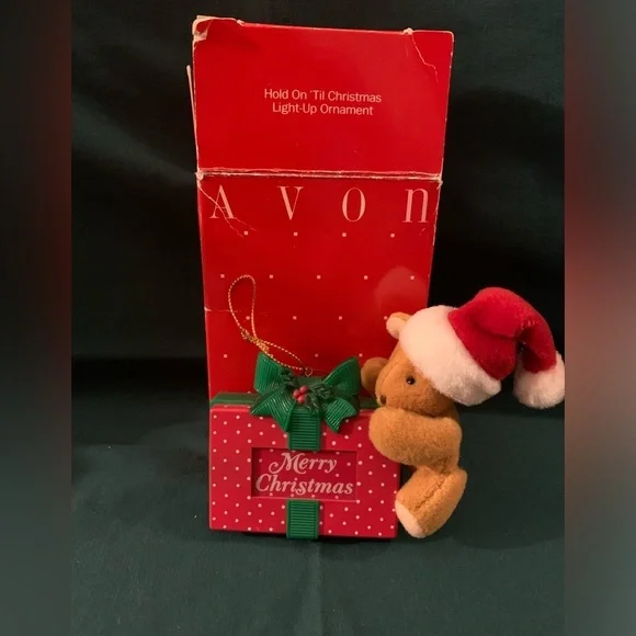 Vintage 1992 Avon Festive Bear with Gift Ornament