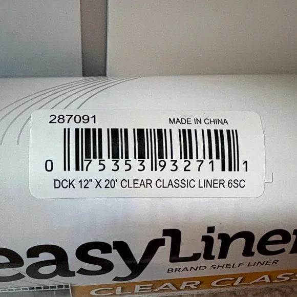 ITEM NO. 63: Clear Classic Shelf Liner - White (Clear)