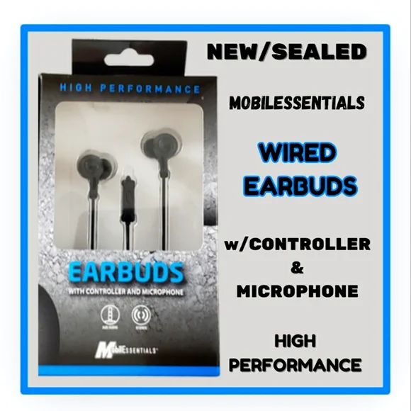 🥳NEW/SEALED WIRED EARBUDS/w CONTROLS & MICROPHONE