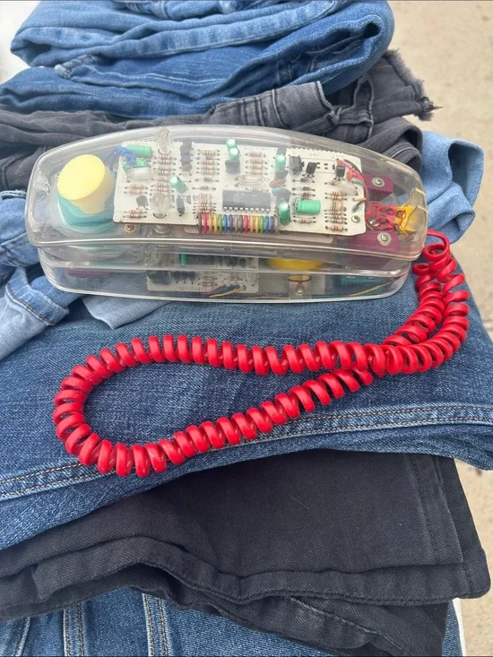 Clear Retro Handset with Red Coil Cord - Radio Shack