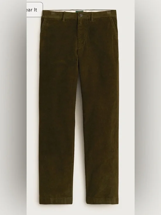 J.Crew Broken-in Straight pant in stretch corduroy in woodland olive