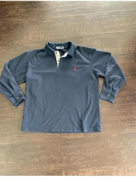 Polo by Ralph Lauren Navy Long-Sleeve Polo with Red Pony Embroidery