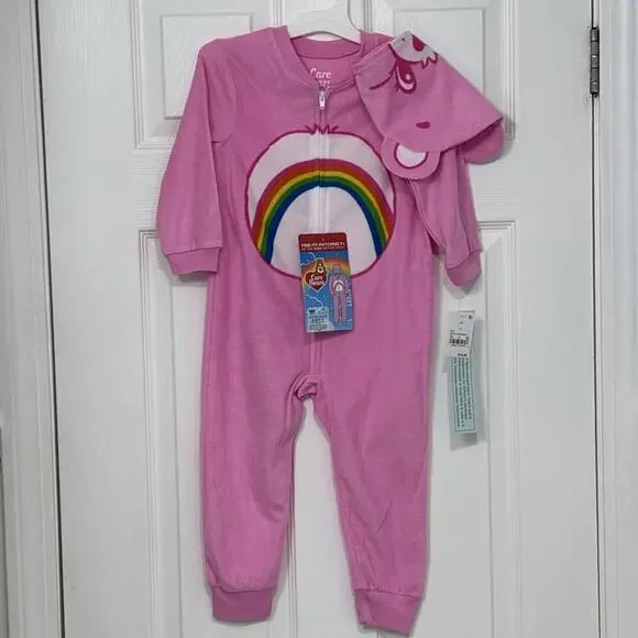 Care Bears Cheer Rainbow Bear Flame Resistant Romper Pajamas 2T NEW