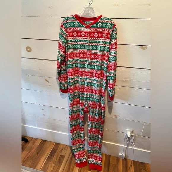 Jammies for your Families size 18-20 kids Festive Christmas Onesie Pajamas, EUC