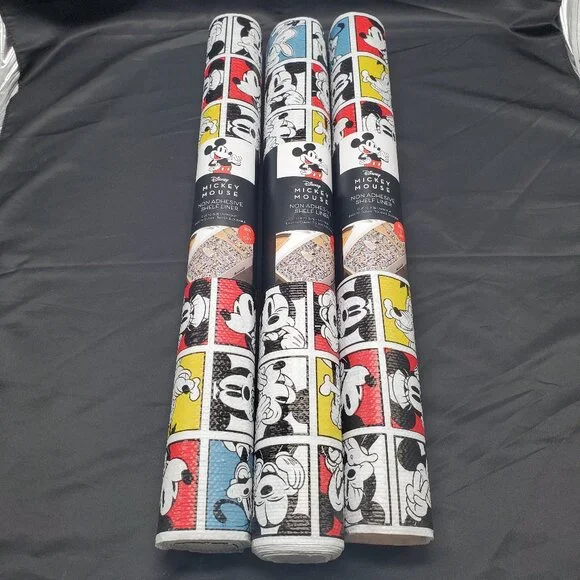 BN Set of 3 Disney Mickey Mouse Non Adhesive Shelf Liner- 18 in x 10 ft