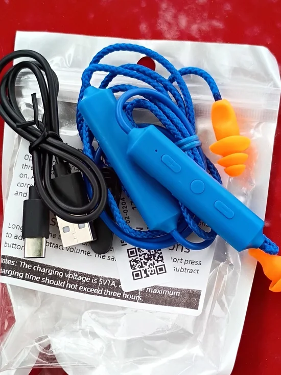 Bluetooth Waterproof Earphones with Orange Earplugs - Blue