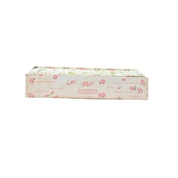Vintage Poly Fab Scented Drawer Liner White Floral & Angel Print Original Box