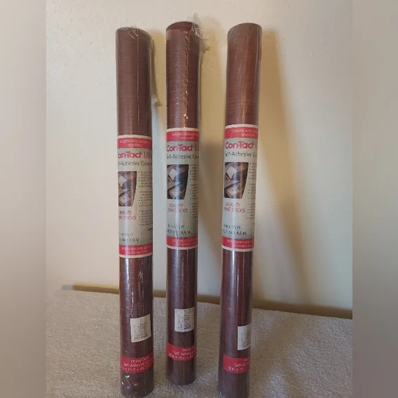 Con-Tact Ultra Self-Adhesive Covering 18in × 15ft Cherry 3 Rolls New In Wrapping