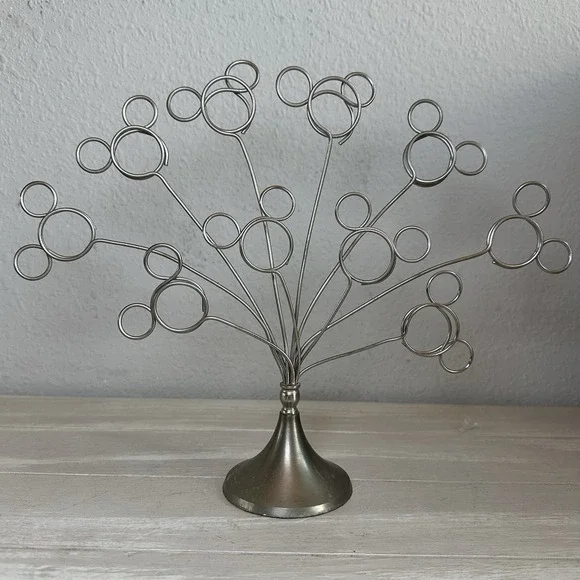 10 Loop Mickey Mouse Ears Silver Tone‎ Metal Wire Photo Tree Photo Holder HTF