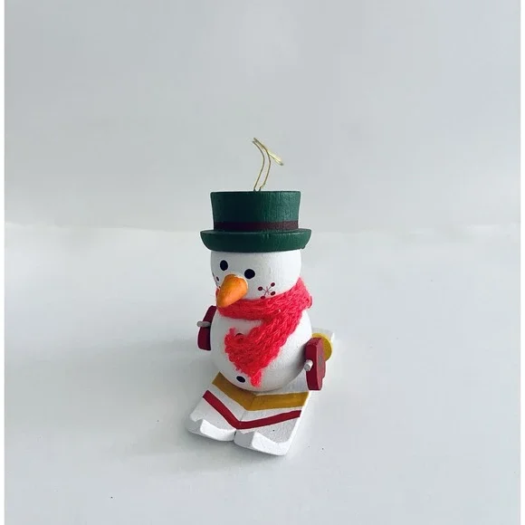 Vintage CR Dakin &Co. 1984 Wood Ornaments Frosty‎ The Snowman On Skis