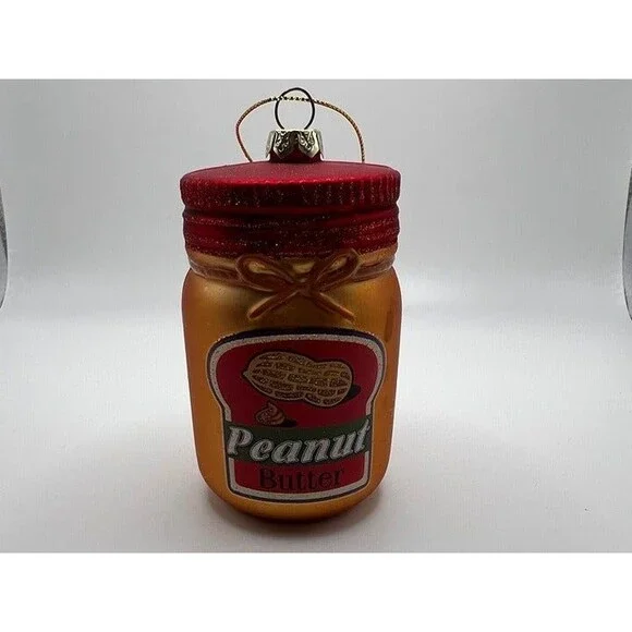 PEANUT BUTTER JAR GLASS CHRISTMAS ORNAMENT 4