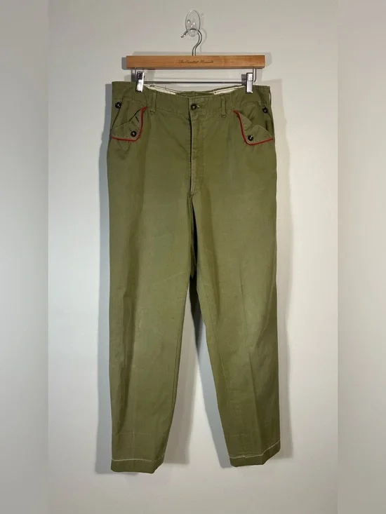 Vintage 50s 60s Boy Scouts of America Olive Green Uniform Pants