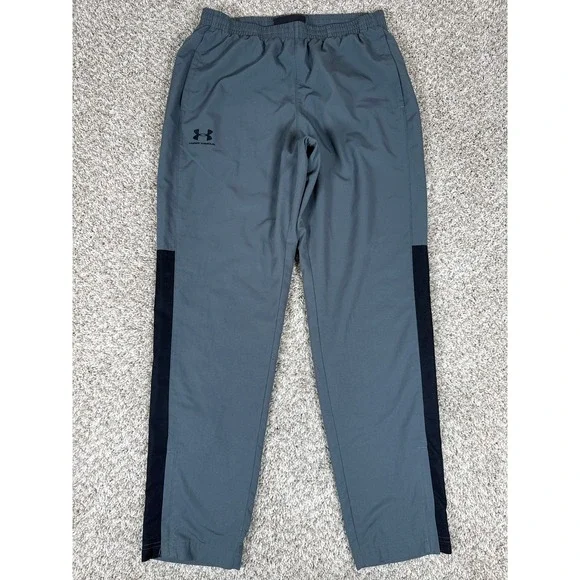 Under Armour Track Pants Mens Large Gray Vital Woven Mesh Lined Sporty Ankle Zip