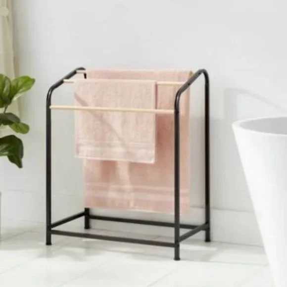 Floor Towel Rack Black Metal