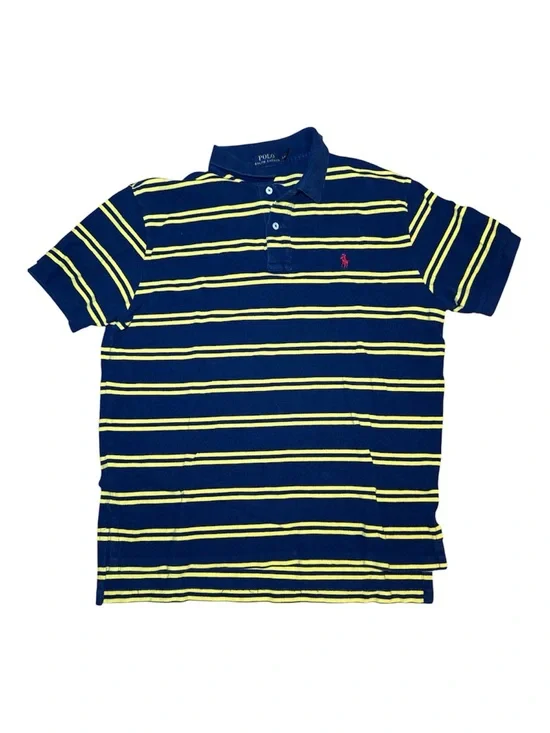 Polo Ralph Lauren Navy & Yellow Striped Polo Shirt L