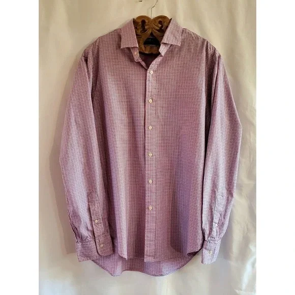 Polo Ralph Lauren Men's Button Down Shirt Size Large Pink And Blue Cotton