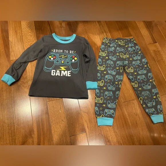 Kids Game Controller Pajama Set - Black and Blue