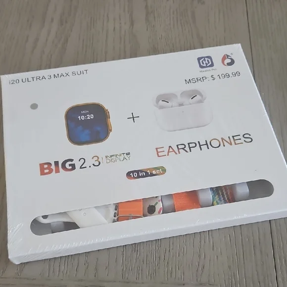 BIG 2.3 Smartwatch and White Wireless Earphones Set