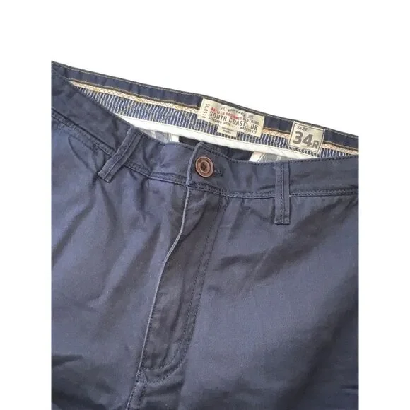 Fat Face Pants Mens 34x25 Flat Front Straight Leg Navy‎ Blue Chino