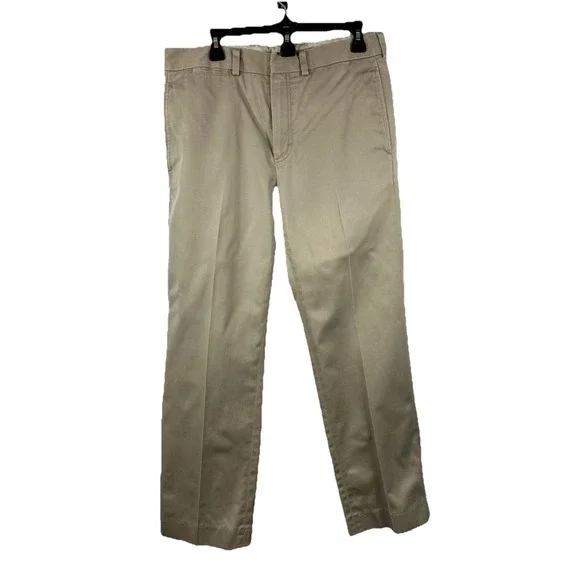 L.L.Bean Men's Standard Fit‎ Chinos 32x30 Khaki Tan Flat Front Cotton Preppy Ivy