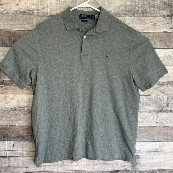 Polo Ralph Lauren Mens Polo Shirt Large Gray Classic Pony Preppy Business