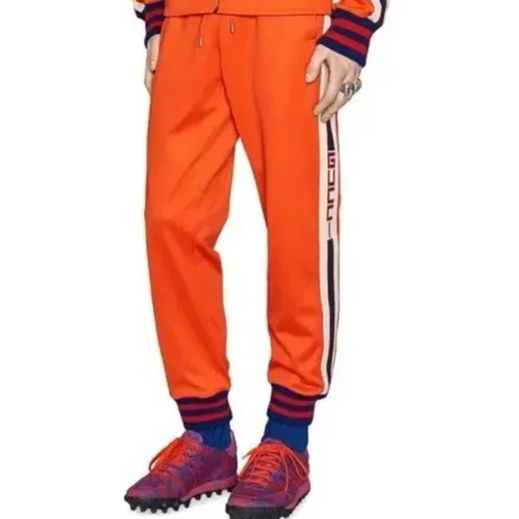 GUCCI Orange Technical Jersey Track Suit Jogger Pants Men's Size XXL