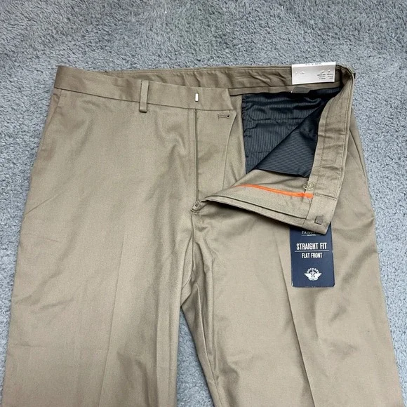 Dockers Tailored Straight Fit Pants Mens 36x32 Khaki New Flat Front Chino Slacks