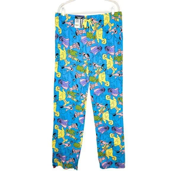 Sesame Street Character Print Pajama Pants Size 2X Men's Lounge Sleepwear Blue