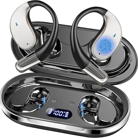 Wireless Bluetooth Earbuds with Charging Case - Black and Silver