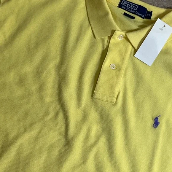 New Polo Ralph Lauren Polo Shirt Mens XL Yellow Short Sleeve Pique Oxford Pony