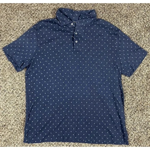 Polo Ralph Lauren Polo Shirt All Over Print Micro‎ Diamond Pattern Blue Sz Large