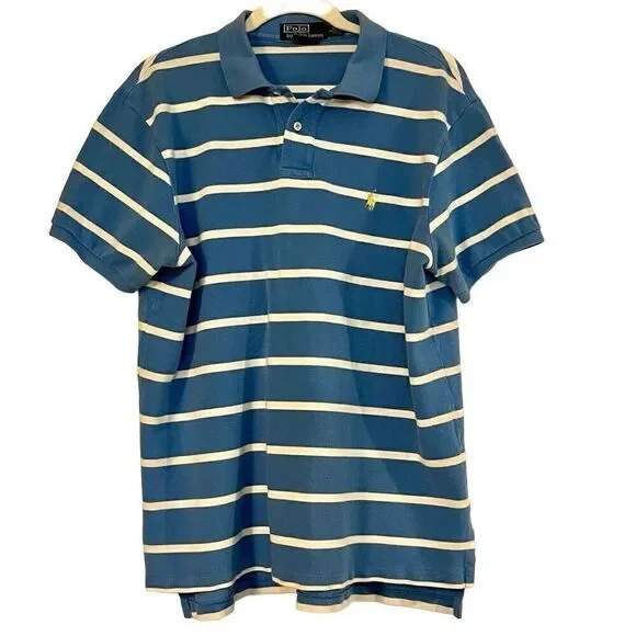 Polo By Ralph Lauren Striped Collared Polo Custom Fit Large