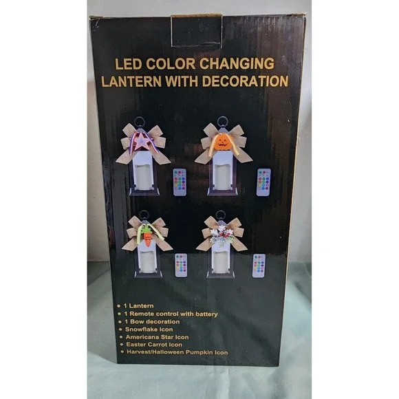 Black LED Color Changing Lantern‎ With Decoration Easter Halloween Christmas 4th