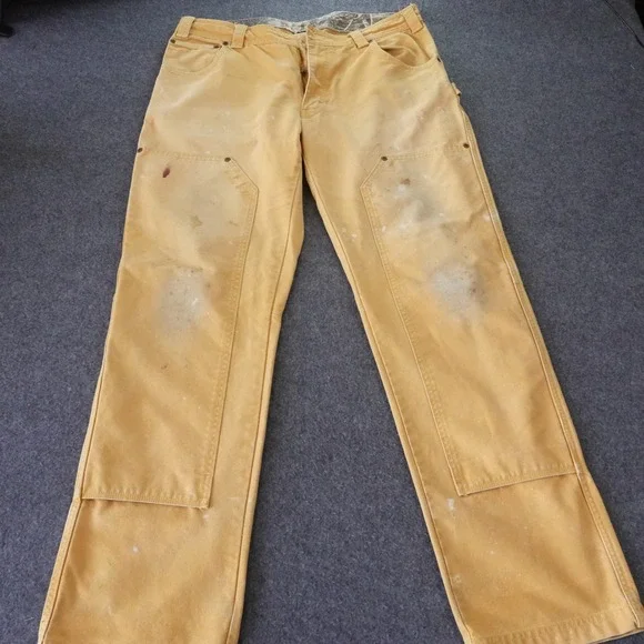 Columbia PHG Mens 36x34 Double Knee Canvas Work Pants Distressed READ!