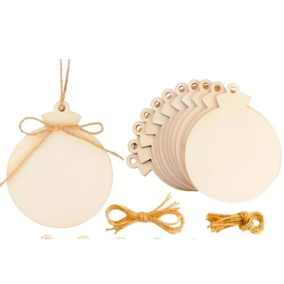 150PCS Unfinished Wood Christmas Ornament Slices With Twine And Color Pens