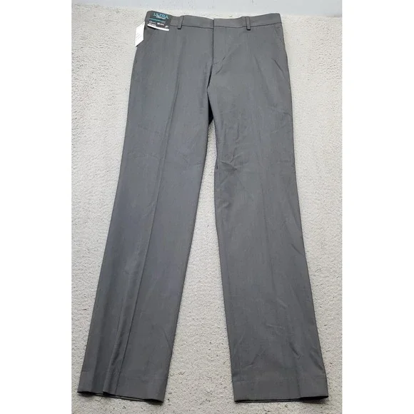 J. Ferrar Pants Mens 32x34 Gray Adjustec Stretch Slim Ultra Comfort Flat Front