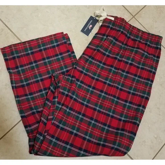 Vineyard Vines Men Lounge Pants Pajamas‎ Red Velvet Plaid Flannel sz 4XT NEW